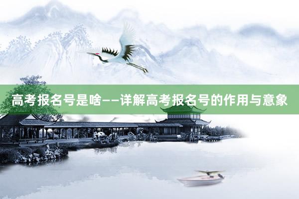高考报名号是啥——详解高考报名号的作用与意象