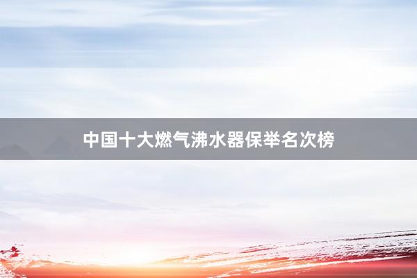 中国十大燃气沸水器保举名次榜